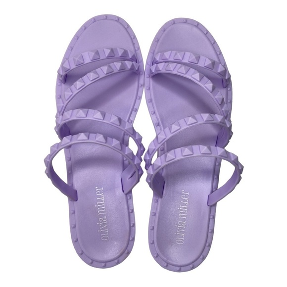 Olivia Miller Women’s Pastel Purple Jelly Slip On Studded Slide Sandals Size 8 - Picture 2 of 12